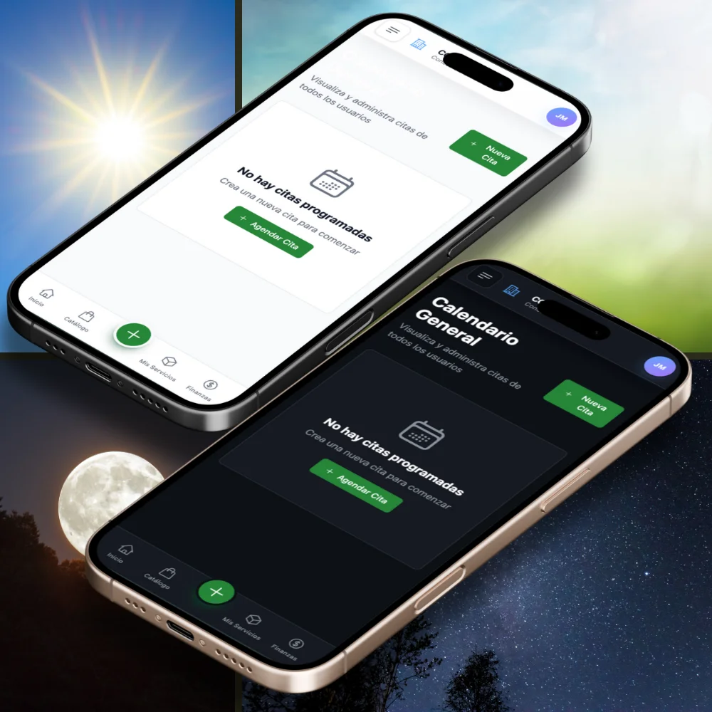 Calendario Interactivo con Modo Claro y Oscuro en la App CRM