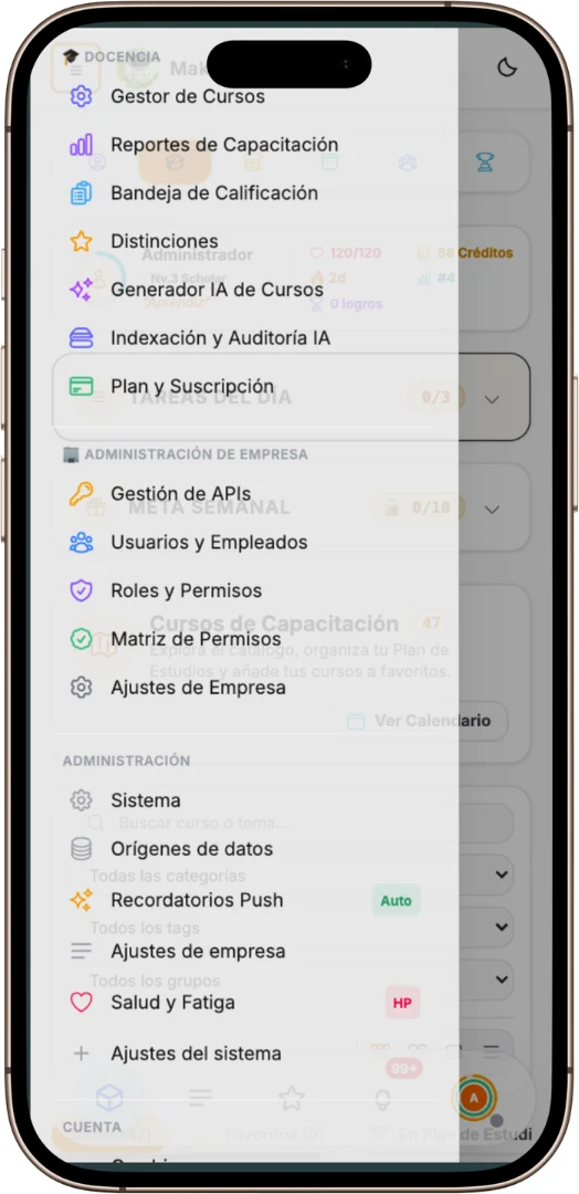 Limud Beel LMS Menú de Opciones