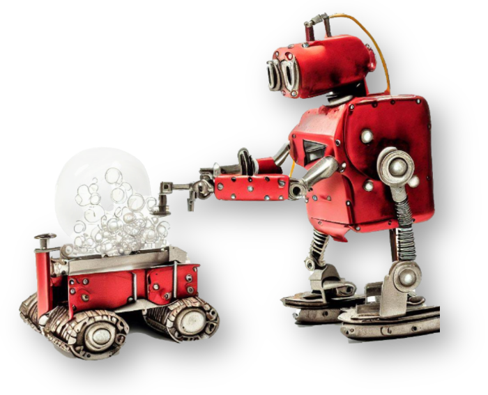 Robot armando un edificio